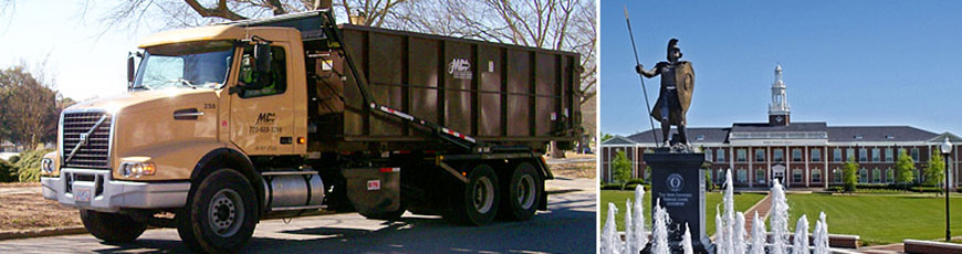 universities-870 MDI roll-off truck and TROY University.